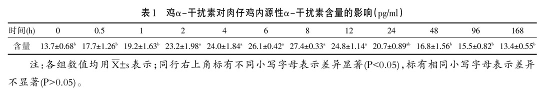 基因工程鸡α—干扰素纯化制品在鸡体内的消长规律
