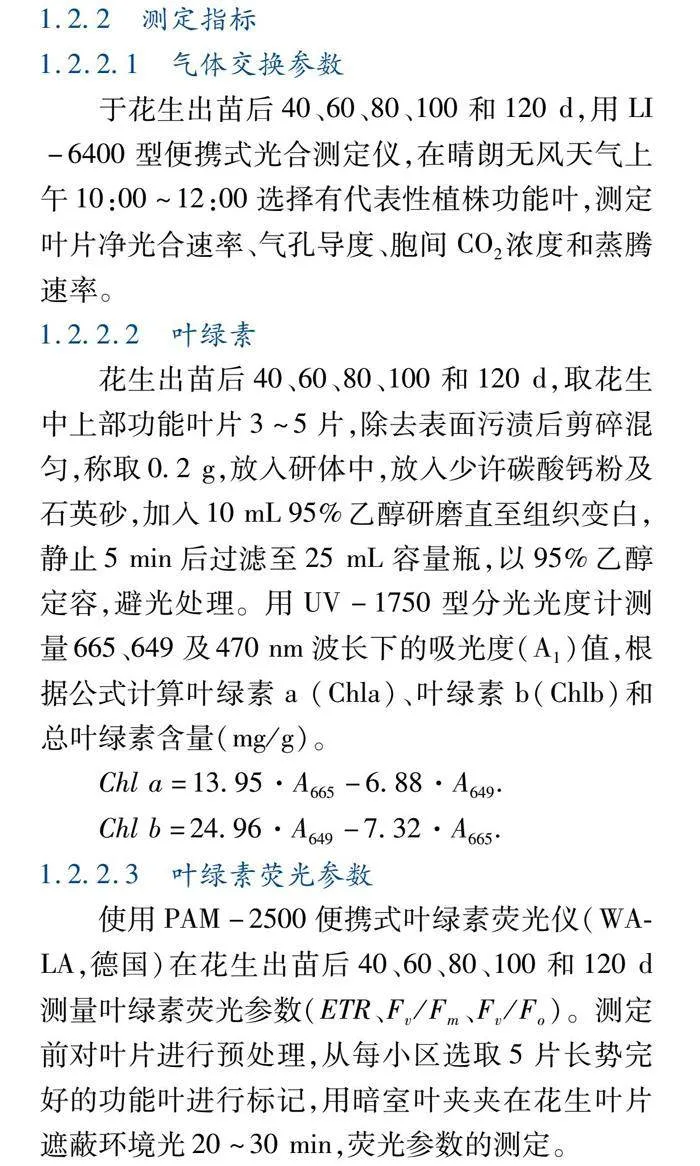 不同施钾量对滴灌花生光合特性及产量的影响