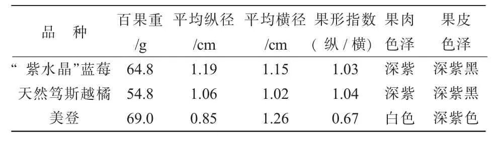 笃斯越橘优良品种“紫水晶”蓝莓外观性状及果实成分分析*