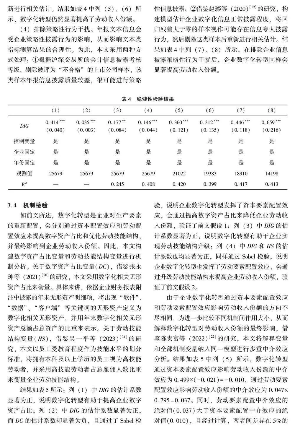 企业数字化转型对劳动收入份额的影响