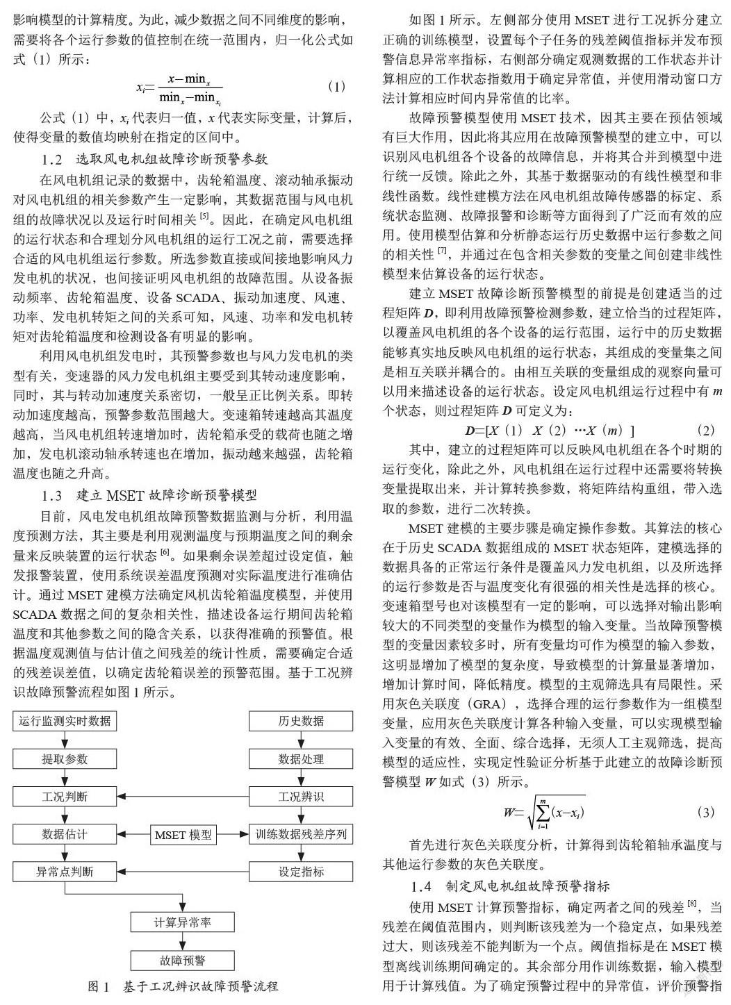 基于工况辨识的风电机组故障诊断预警算法研究