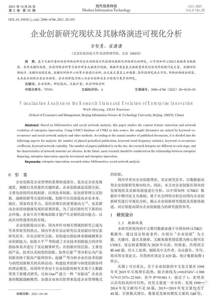 企业创新研究现状及其脉络演进可视化分析