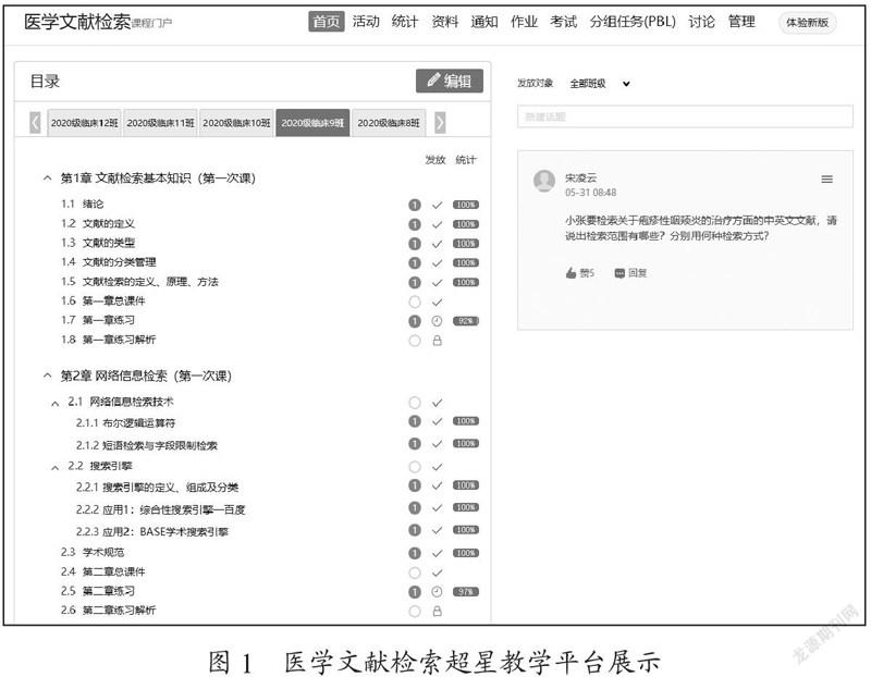 医学文献检索线上线下教学实践与评价
