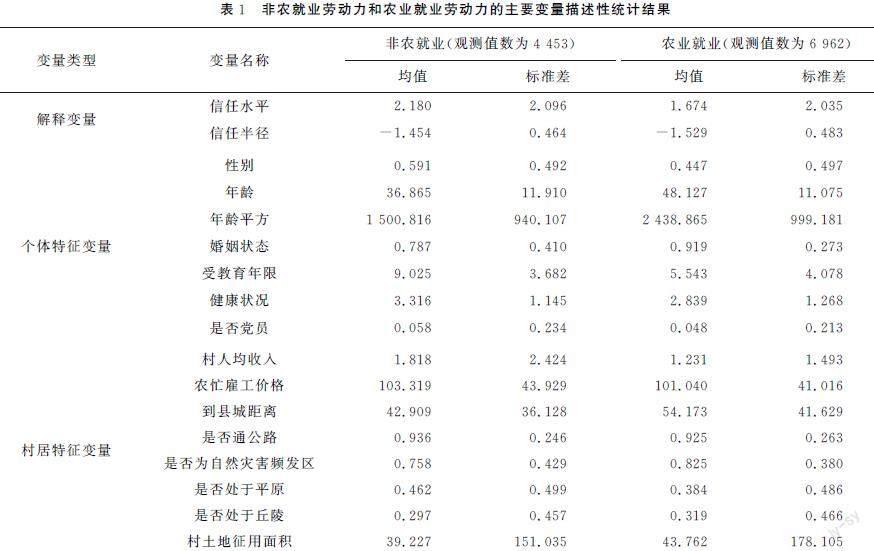 社会信任与农村劳动力非农就业决策研究